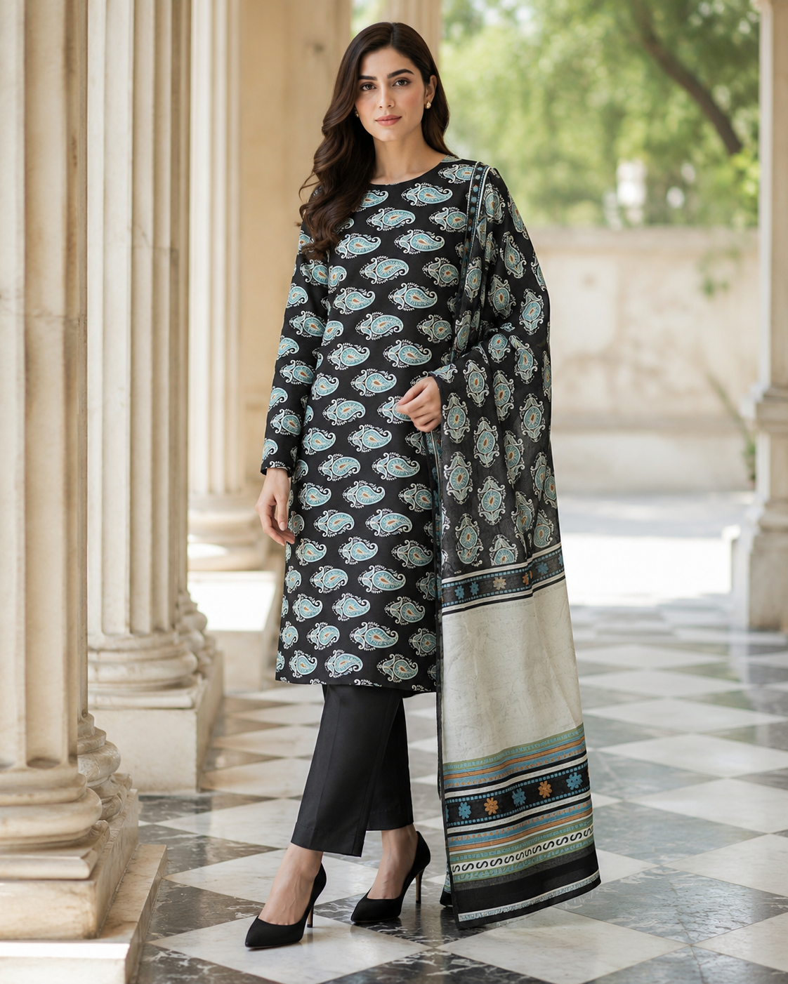 Mehwar Pret – Midnight Paisley Elegance