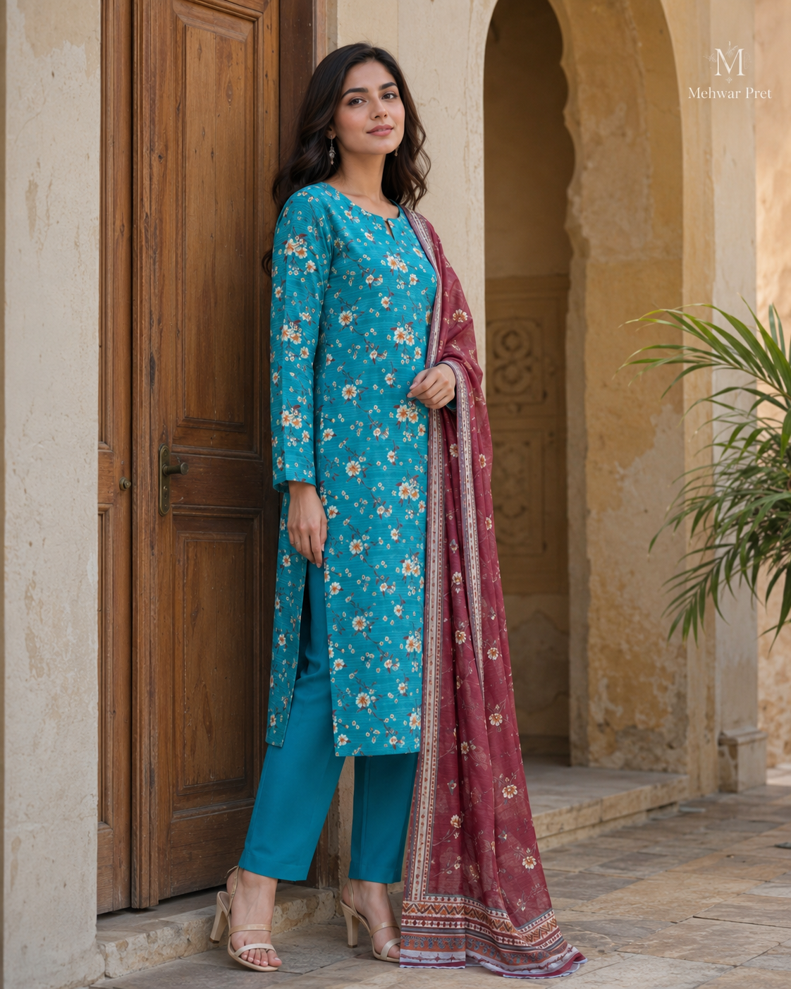 Mehwar – Azure Rose Floral Ensemble
