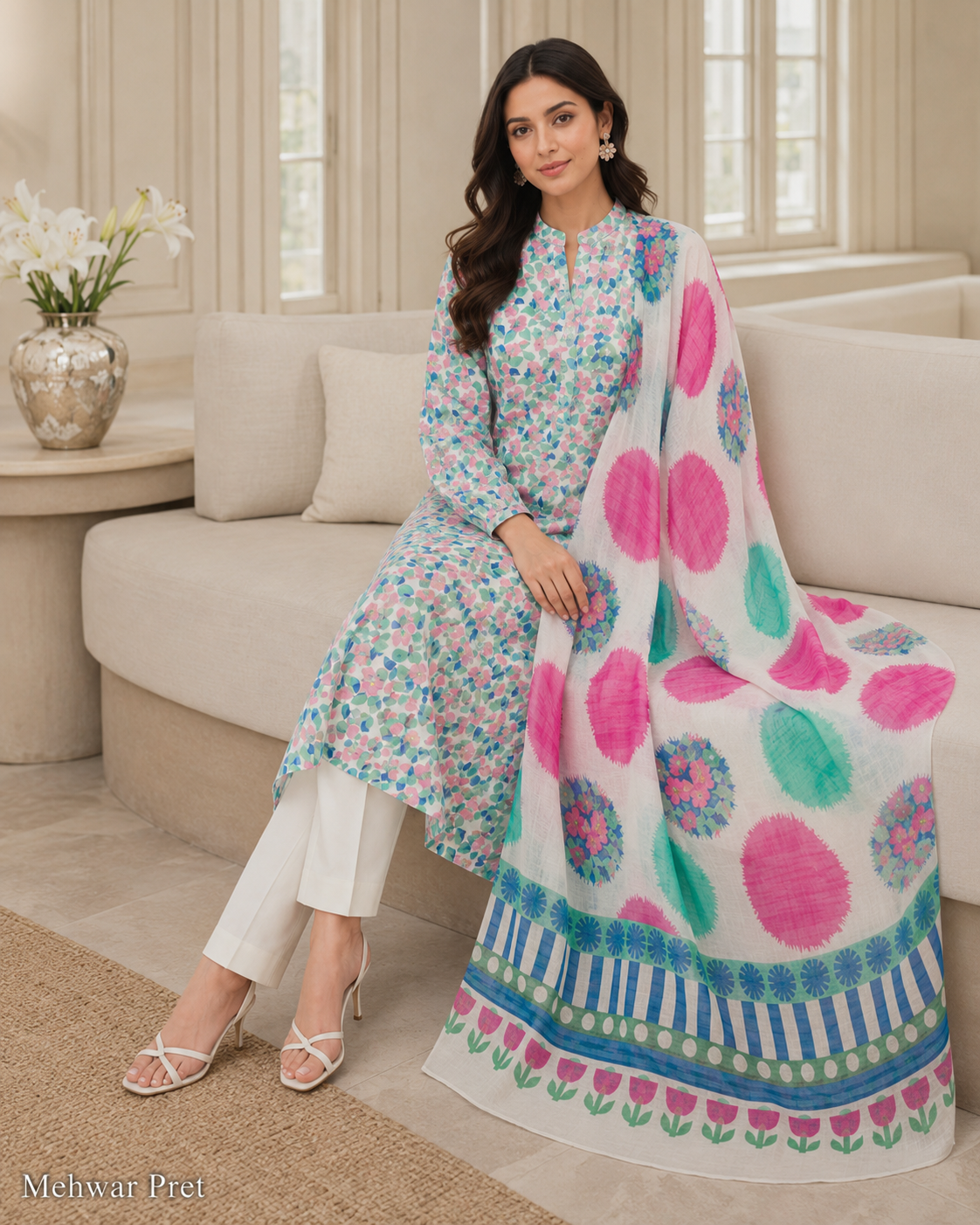 Mehwar Pret – Blooming Pastel Elegance Ensemble