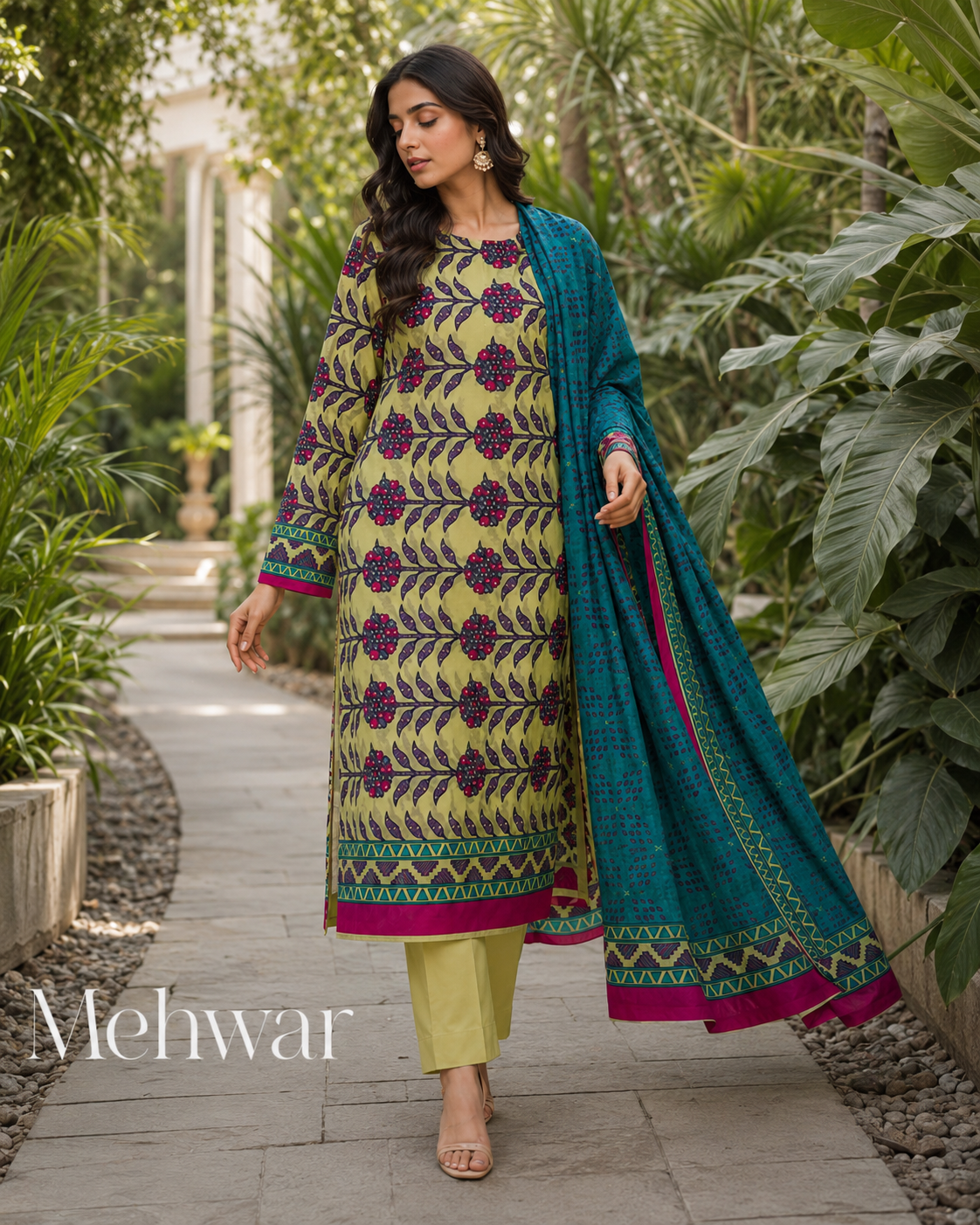 Mehwar – Emerald Meadow Printed Lawn Suit
