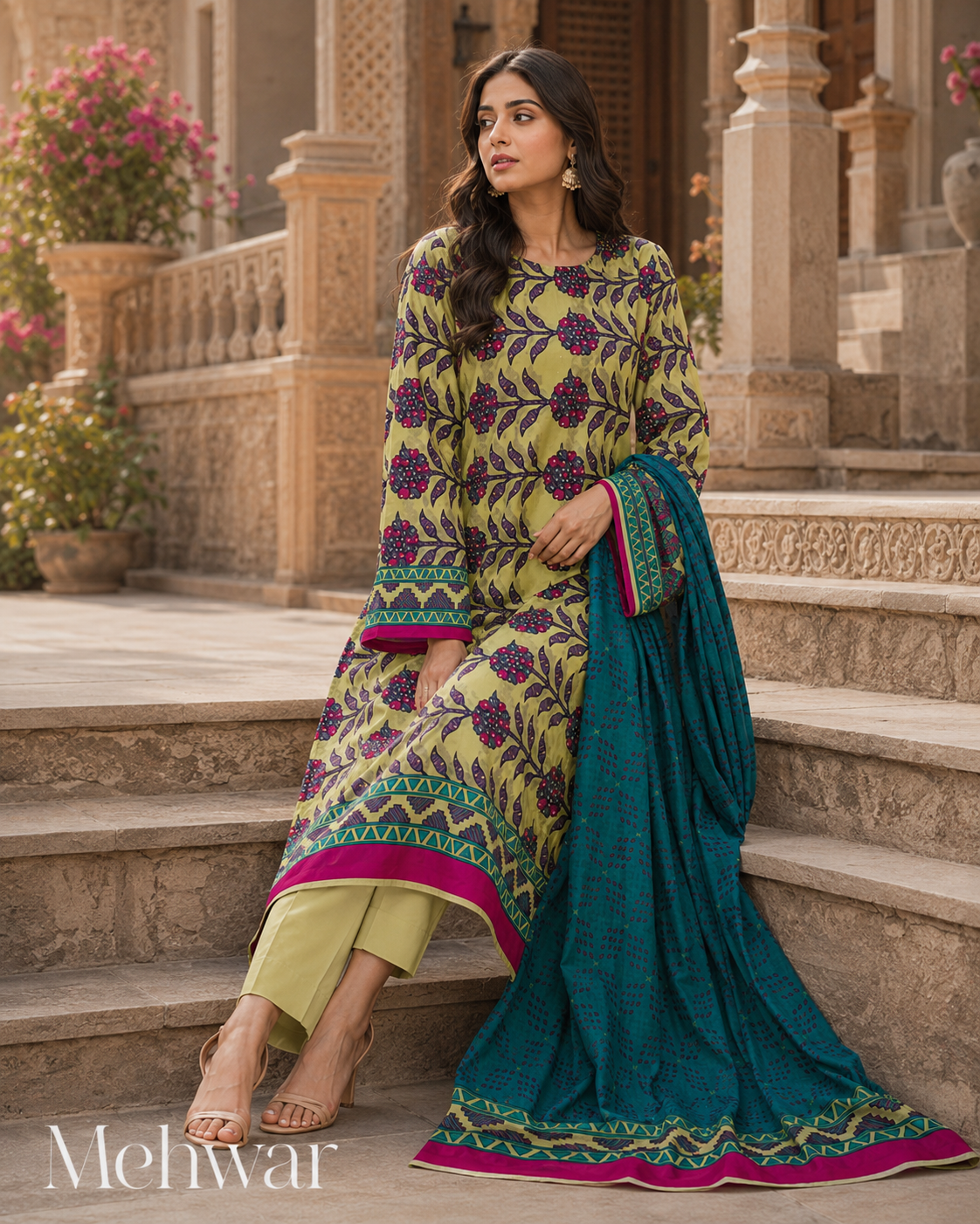 Mehwar – Emerald Meadow Printed Lawn Suit