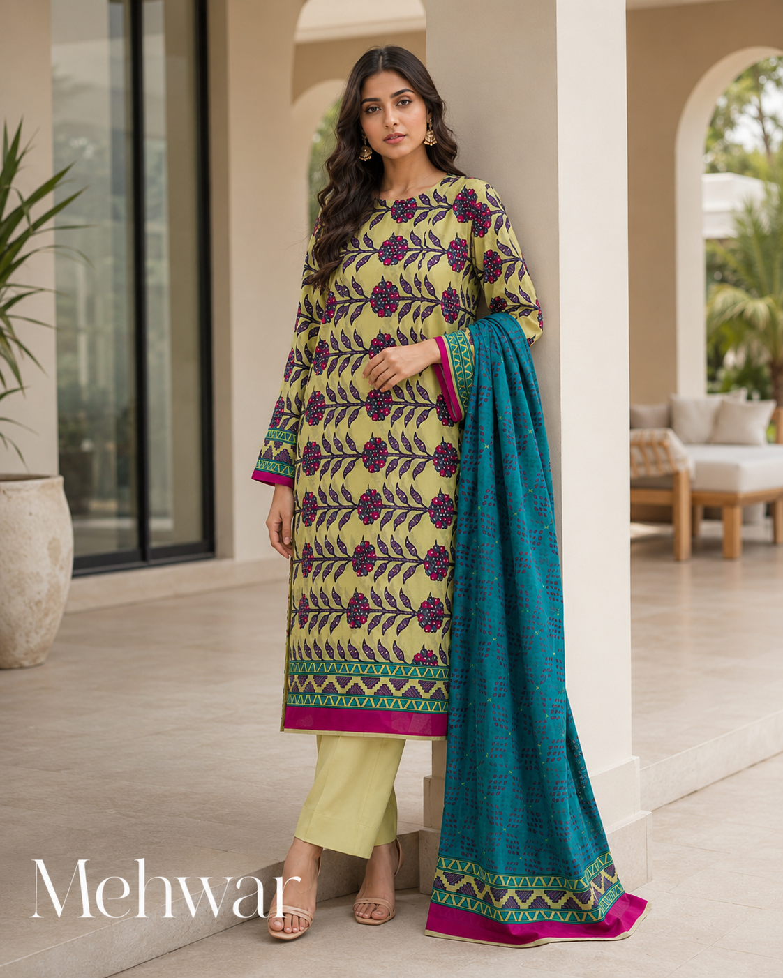 Mehwar – Emerald Meadow Printed Lawn Suit