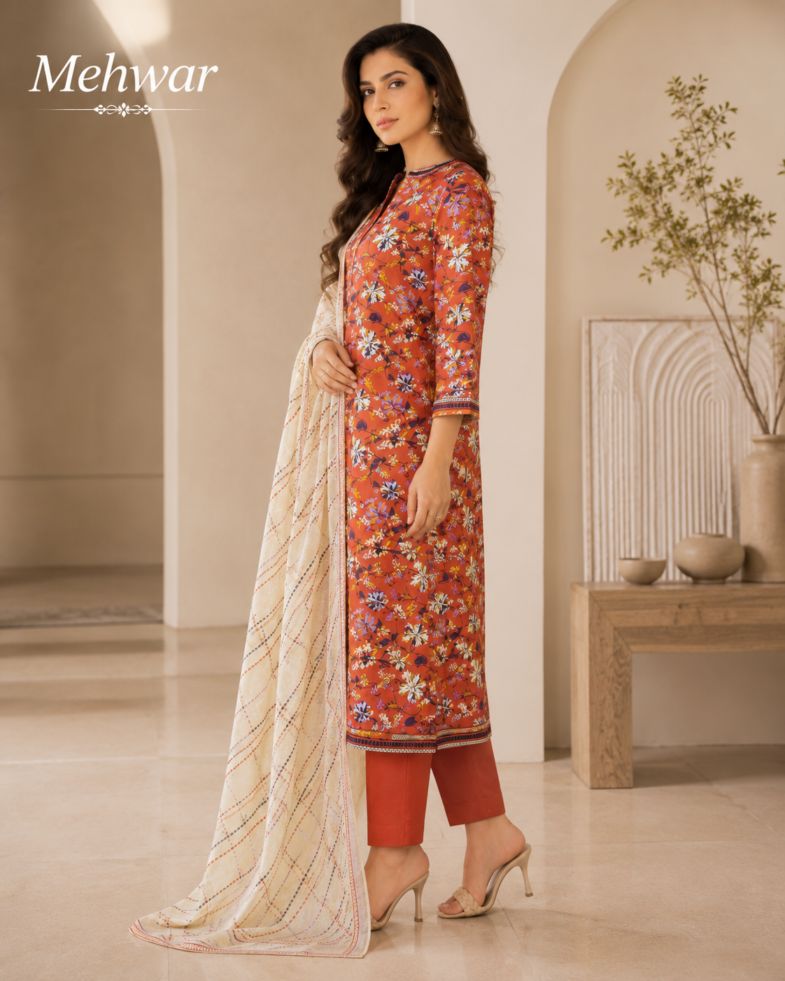 Mehwar – Autumn Blossom Printed Lawn Suit
