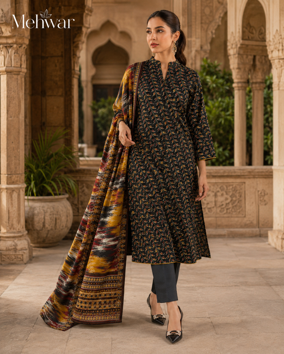 Mehwar – Midnight Heritage Printed Lawn Suit