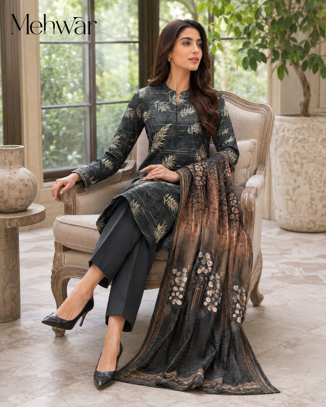 Mehwar – Midnight Luxe Printed Lawn Suit