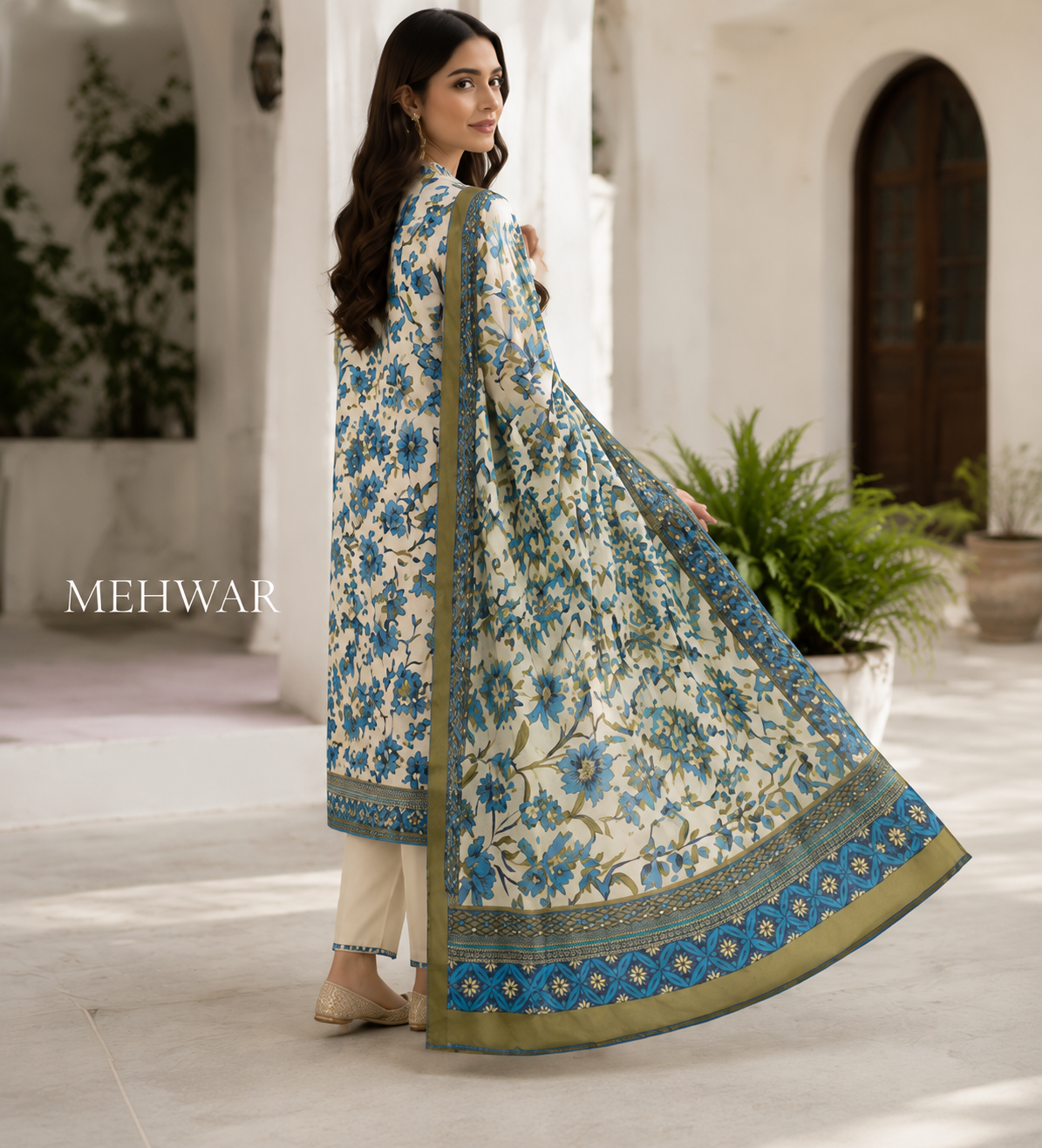 Mehwar – Blush Heritage Printed Lawn Ensemble