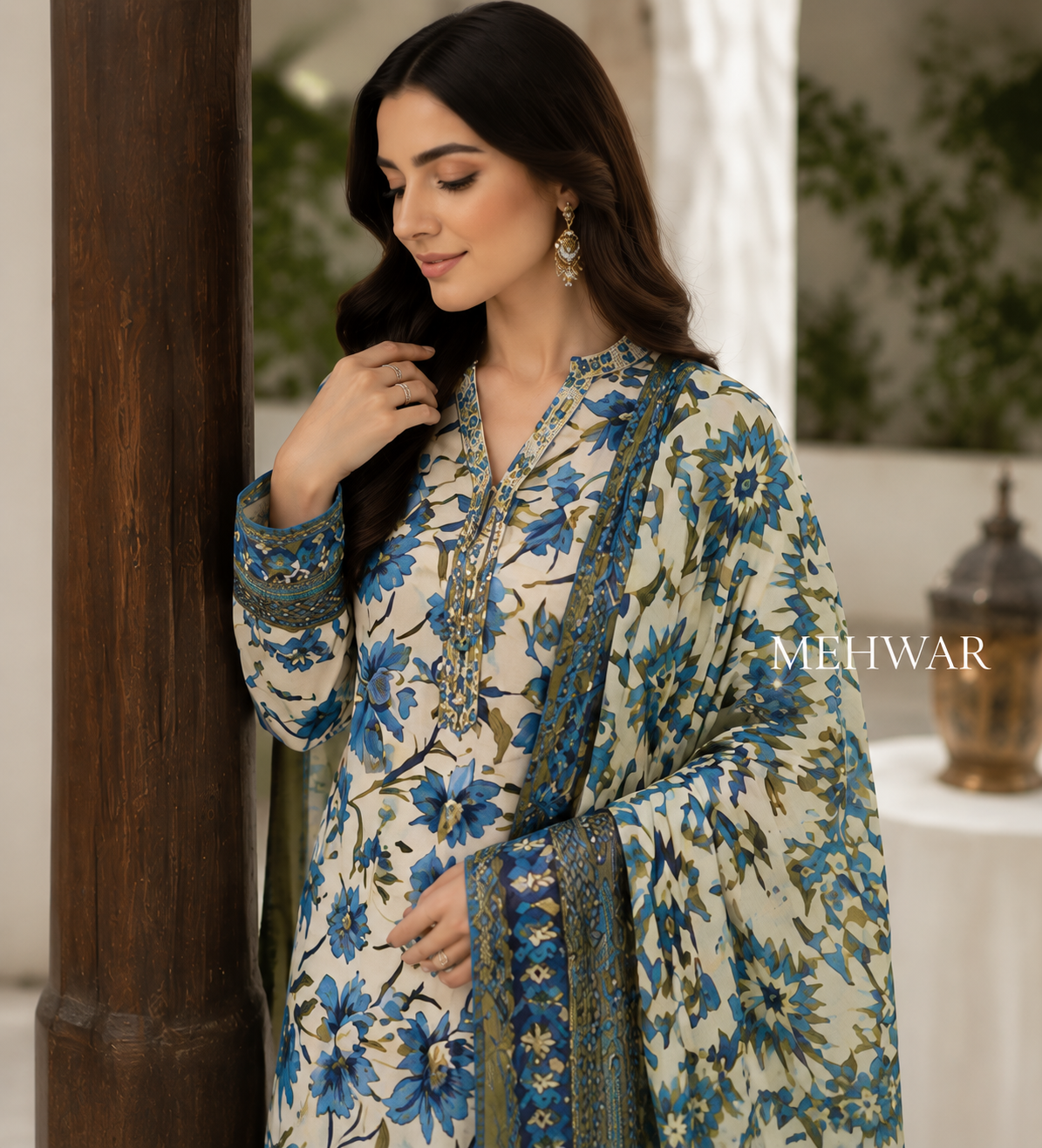 Mehwar – Blush Heritage Printed Lawn Ensemble