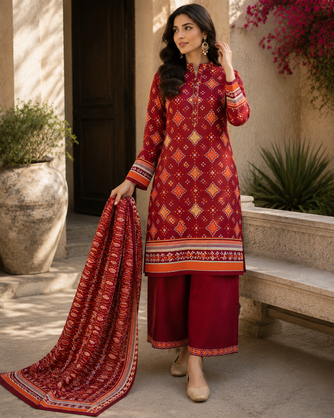 Mehwar – "Ruby Heritage" Premium Lawn 3-Piece Suit